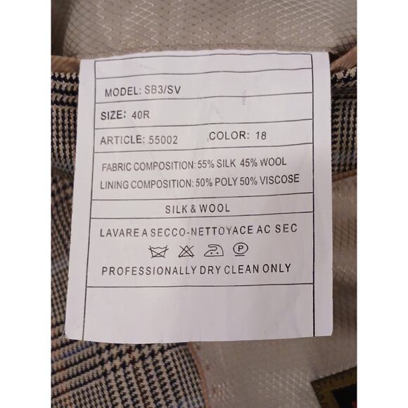 Bernini Beverly Hills Sport Coat Mens 40 Gray SILK WOOL Fine Plaid Jacket Italy - Picture 13 of 14